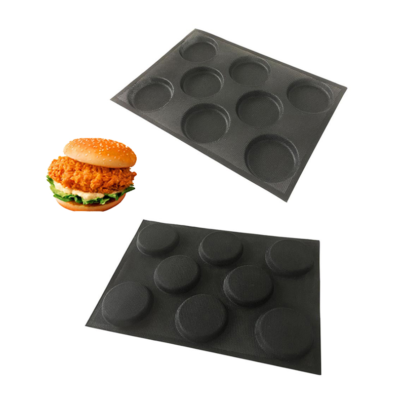 Hamburger Bun Pan Mesh Silicone Coated Glass Fiber Hamburger Mold Non Stick  Bread Tray for Baking Buns Perforated Bakery Molds