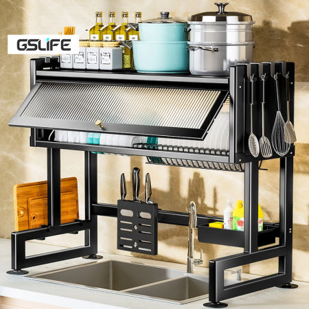 GSlife Stainless Steel Dish Rack with Doors - Multipurpose