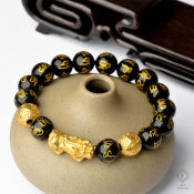 Piyao Dragon Pixiu Black Beads Feng Shui Bracelet