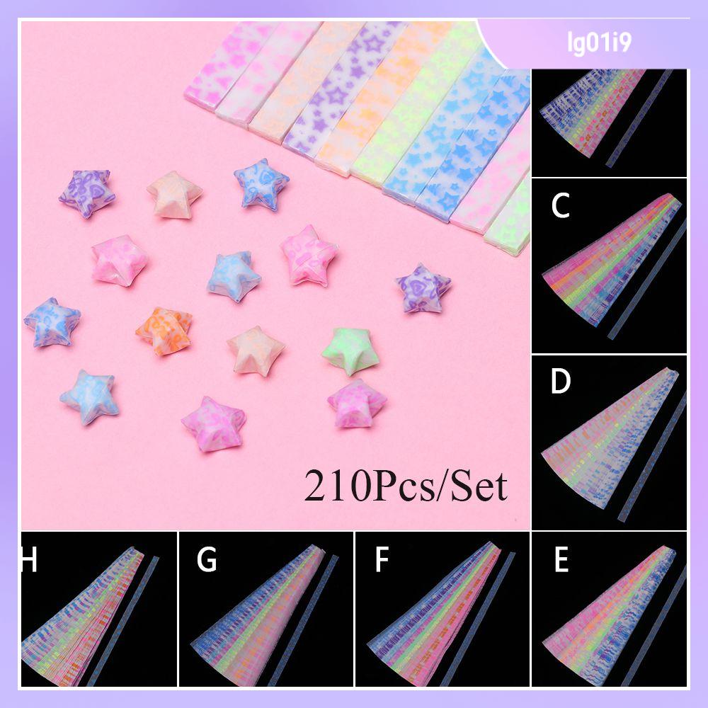 210pcs/lot Glow in Dark Lucky Star Origami Fluorescence Folding Strip Paper Best Wishes Handcraft Gift Craft Paper Decor