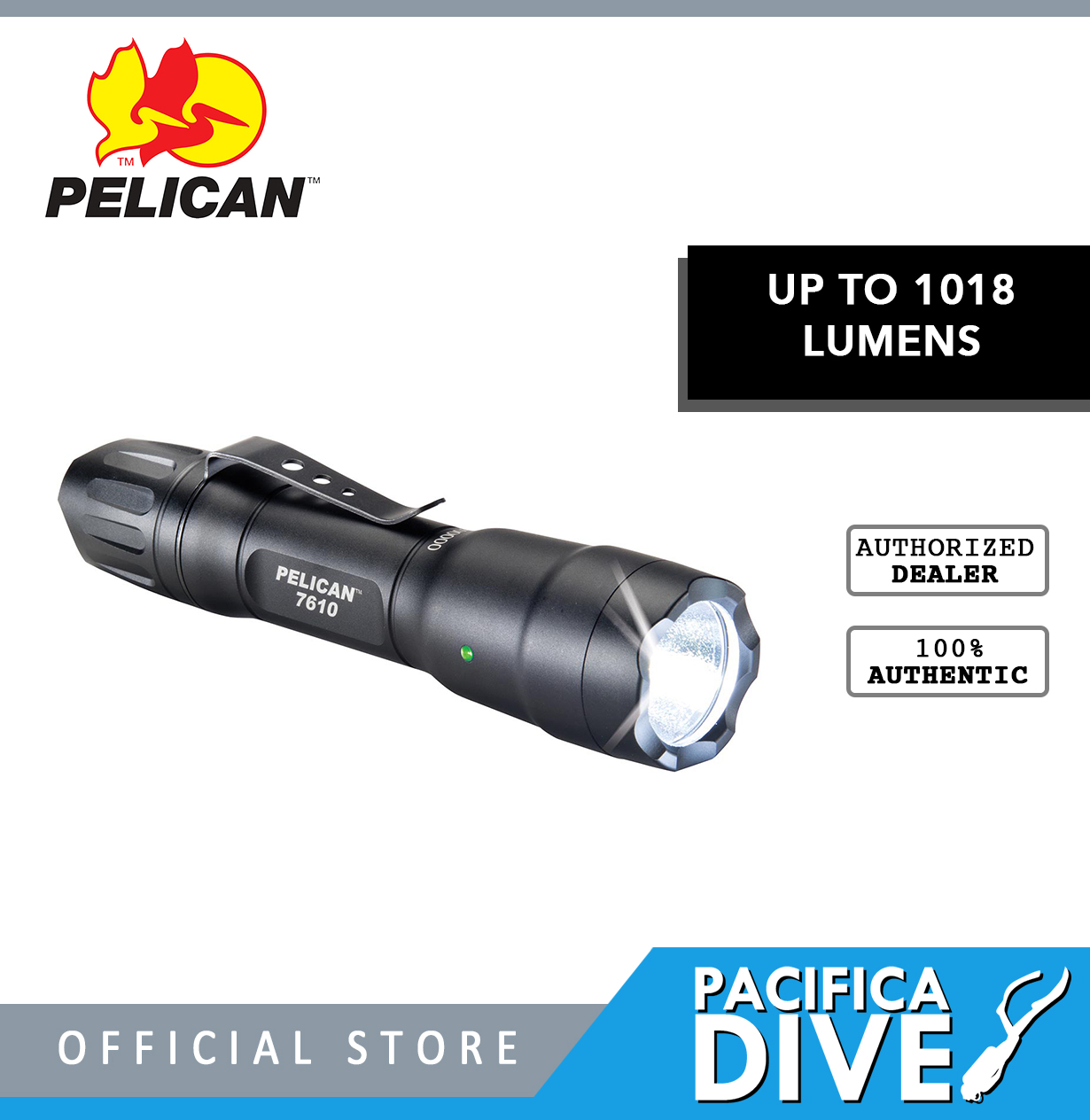 PELICAN 7600, Tactical LED Flashlight, Black