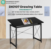 Drawing Table for Engineering or Architecture 80° Tiltable with Ledge | DIO107 Metal Adjustable Angle | Puzzle or | Drawing table for Engineer | Drafting table for Architect |, Angle Adjustable Top Desk | On | Model: Synchronicity DIO107
