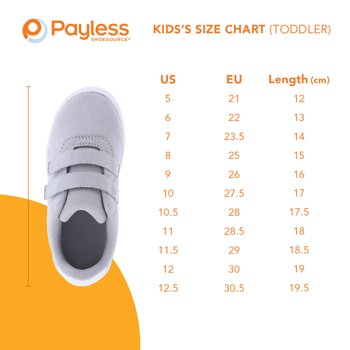 step one shoes size chart
