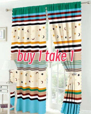 Dream Butterfly Cartoon Cotton Curtains - 210x100 cm