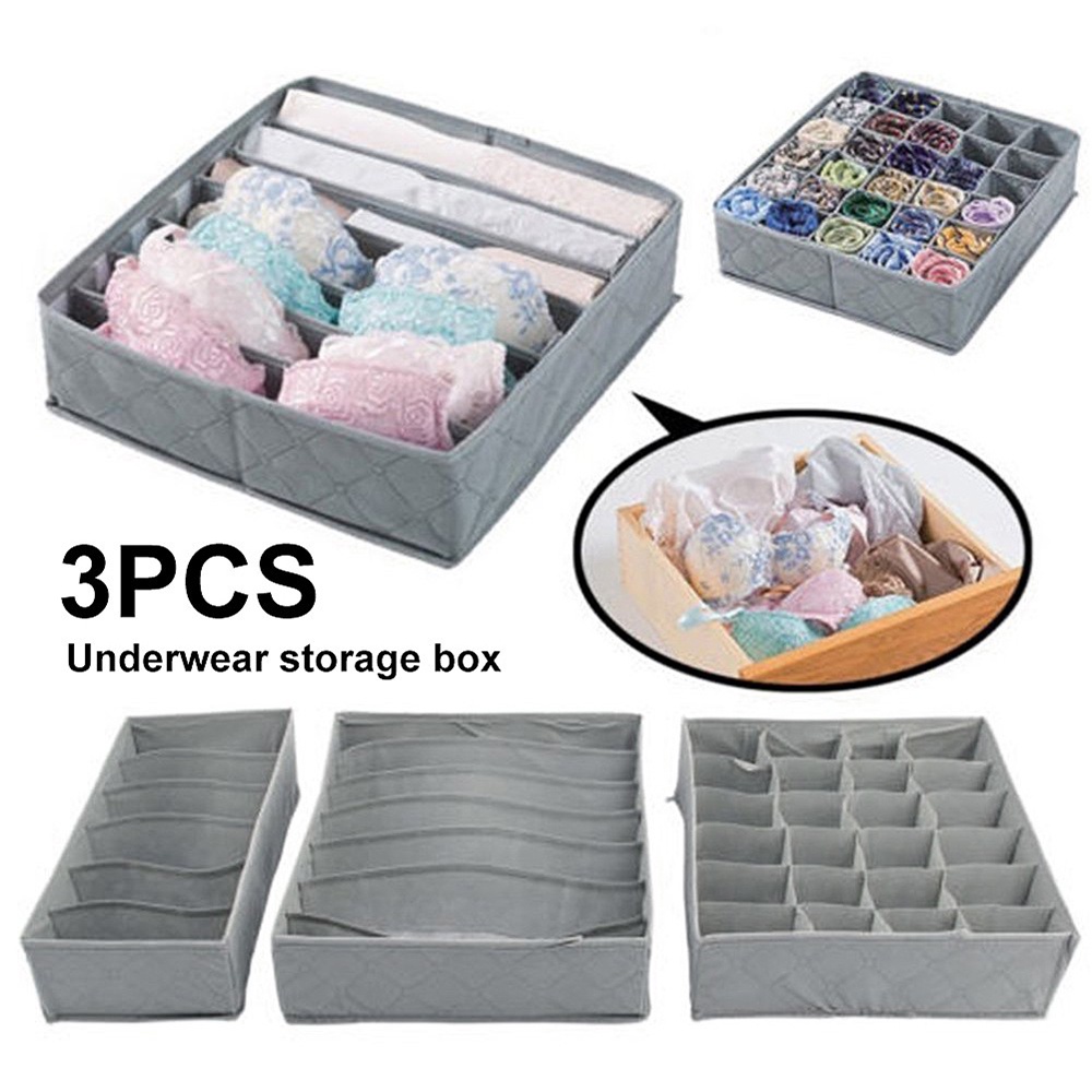 3pcs Set Bamboo Charcoal Nonwoven Fabric Foldable Storage Box