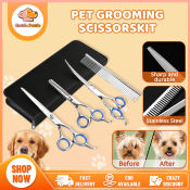 Pet Grooming Scissors Set - Sharp Stainless Steel Tools