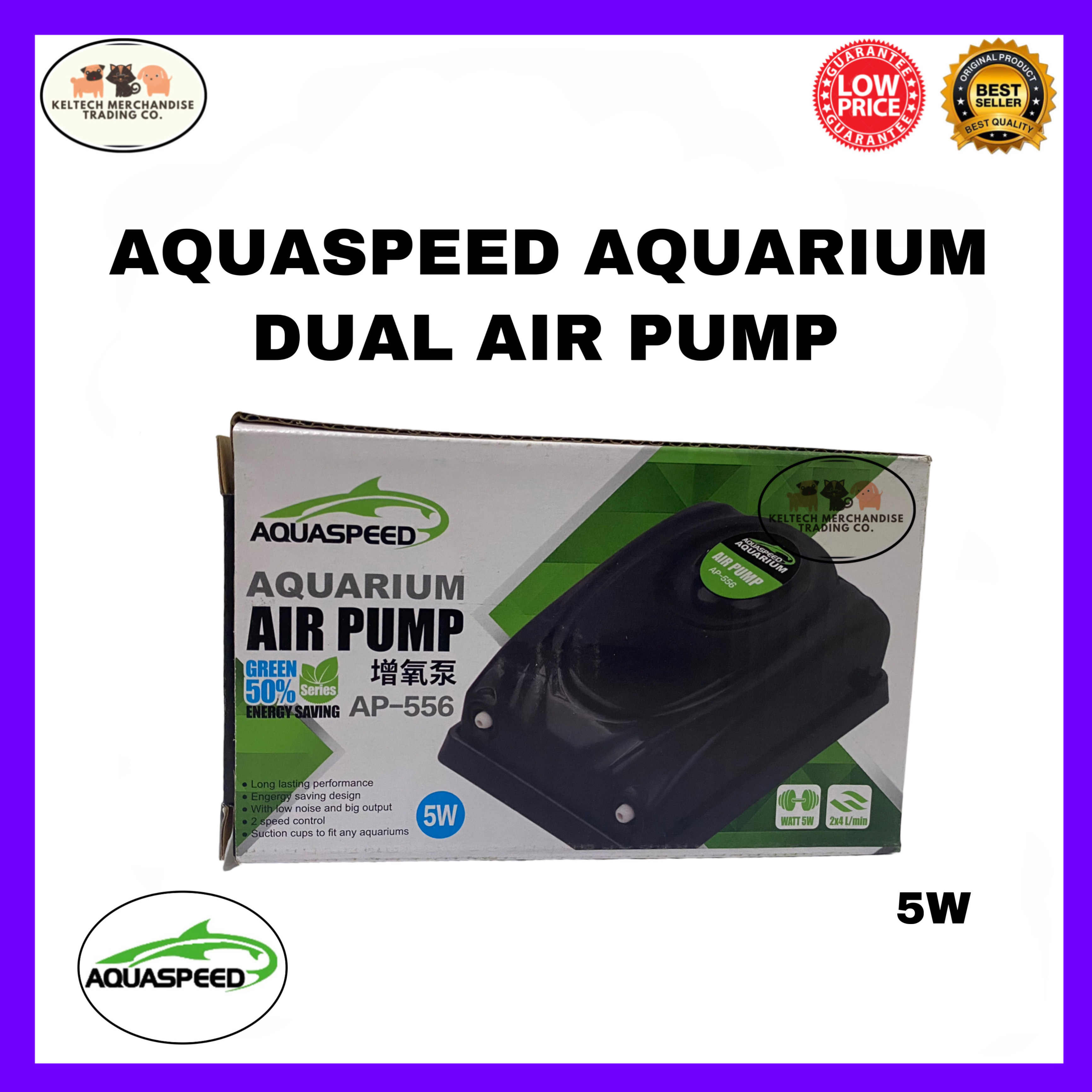  FEDOUR 4W 5W Aquarium Air Pump, Dual Outlets Oxygen