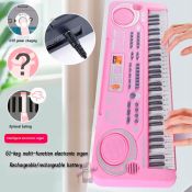 Black Pink Kids Electronic Keyboard with Microphone and USB