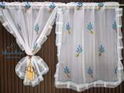 1 PC W75xH90cm Rod Pocket Embroidered Short Curtains for Living Room Kitchen Curtains Window Treatment Panels A-2052