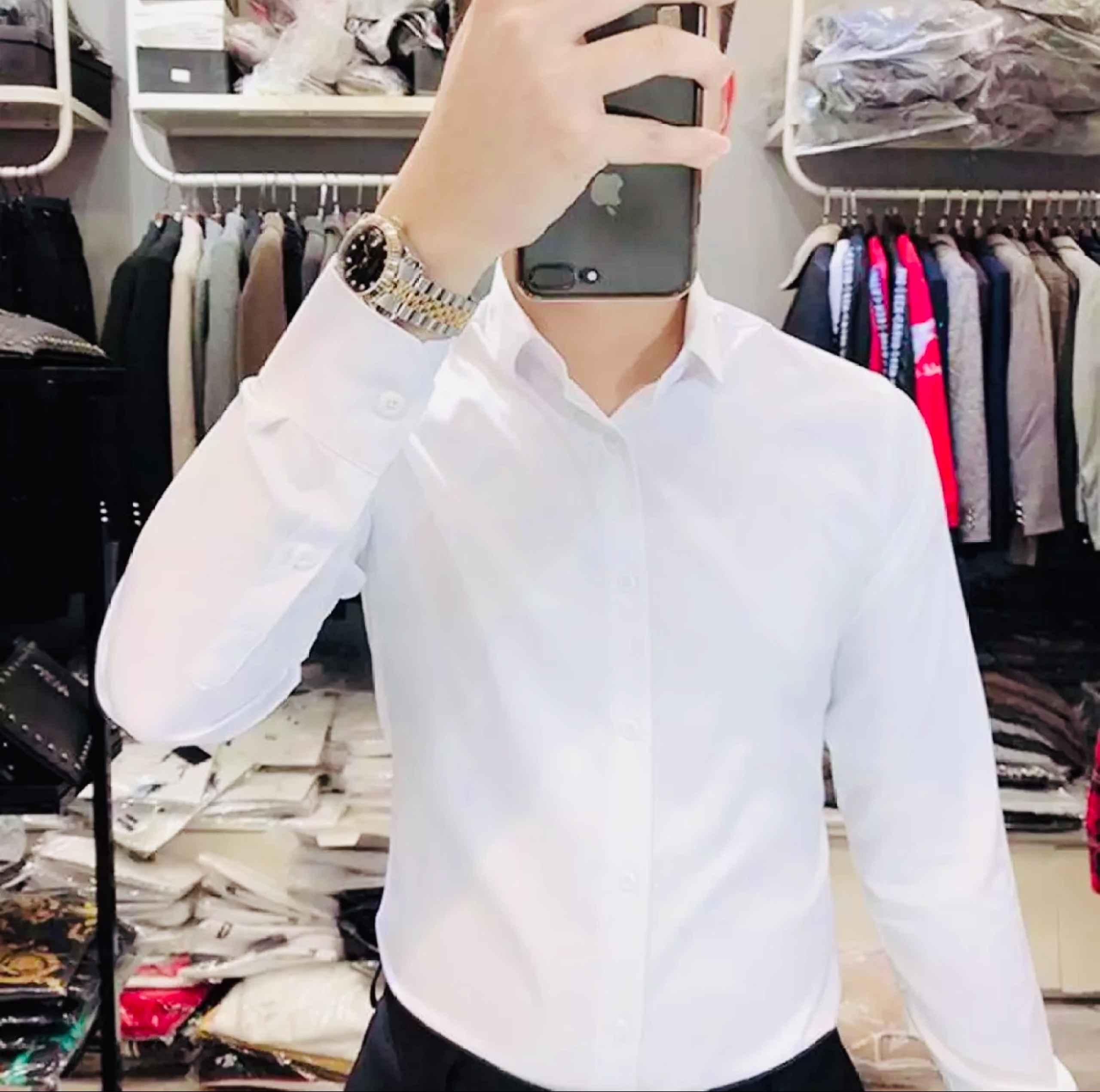 Men business white shirt slim fit all ages White