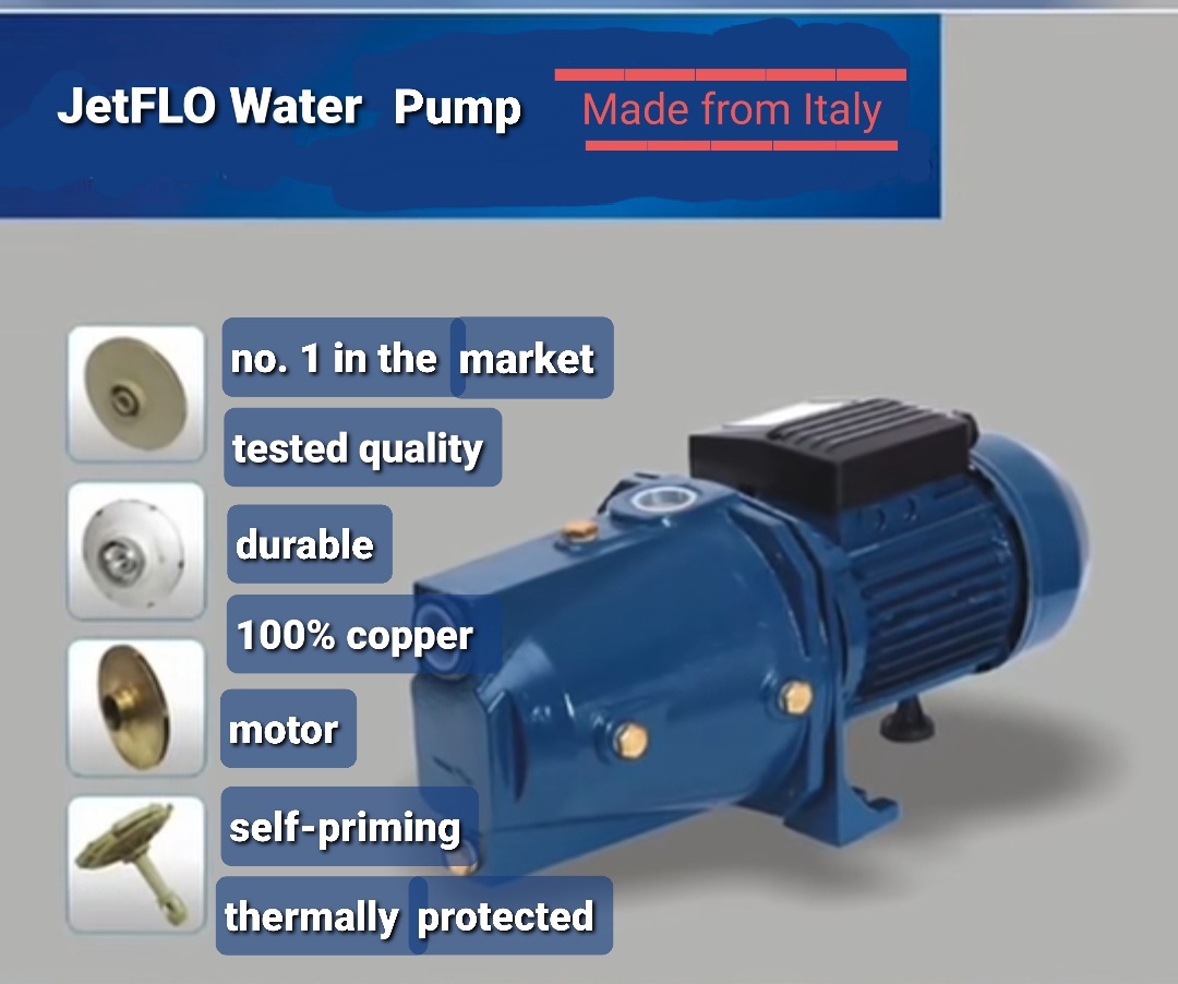 Italian brand Jetmatic Water Pump, 0.5HP-1.5HP for shallow wells