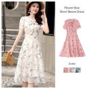 Floral Bow Tie Midi Dress - Women's 2024 Style