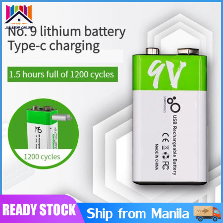 USB Rechargeable 9V Lithium Battery for Multimeter and Microphone