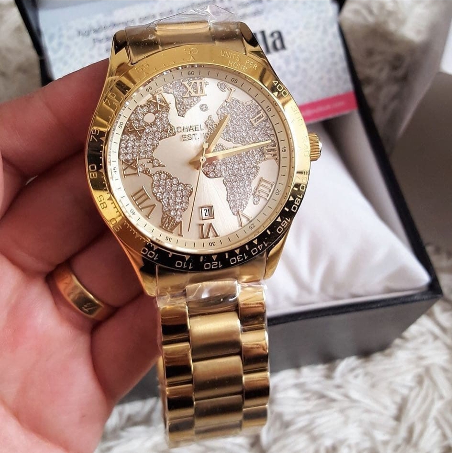 Guaranteed Original Michael Kors Layton Watch Pave-Embellished Engraved ...