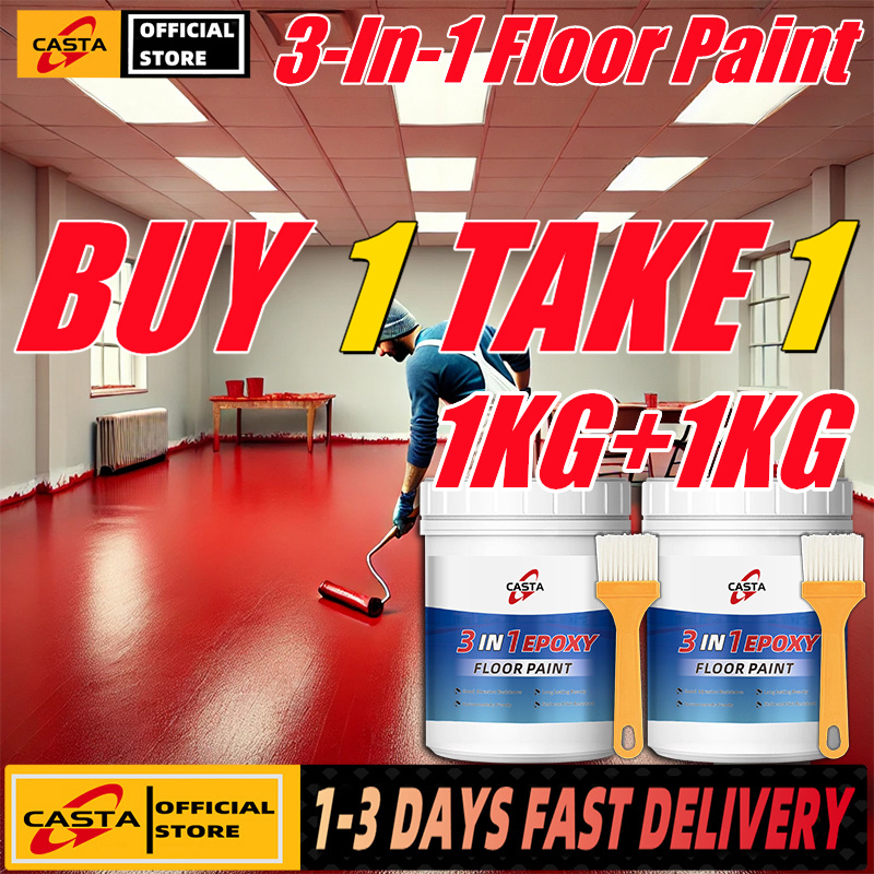 💥BUY 1 TAKE 1💥3 In 1 Epoxy Floor Paint Epoxy Flooring Paint Epoxy Flooring Paint Set Epoxy Paint For Flooring Floor Paint Epoxy Wear-Resistant Epoxy Floor Paint For Cement Floor Color Change Garage Floor Paint - Philippines