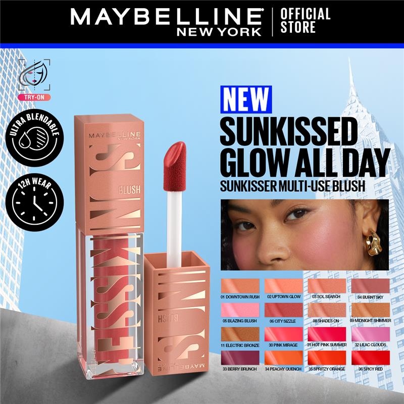 Discount on Maybelline  shoes - SKU: Maybelline Sunkisser 12H Longwear Multi-Use Liquid Blush, Bronzer, Highlighter (Glowy & Matte, Blend