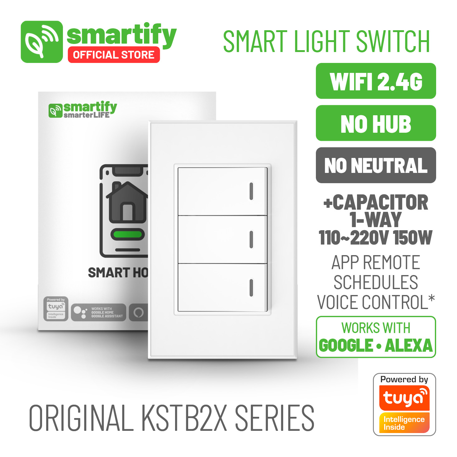 SMARTIFY WiFi Light Switch - Tuya Smart Life Compatible