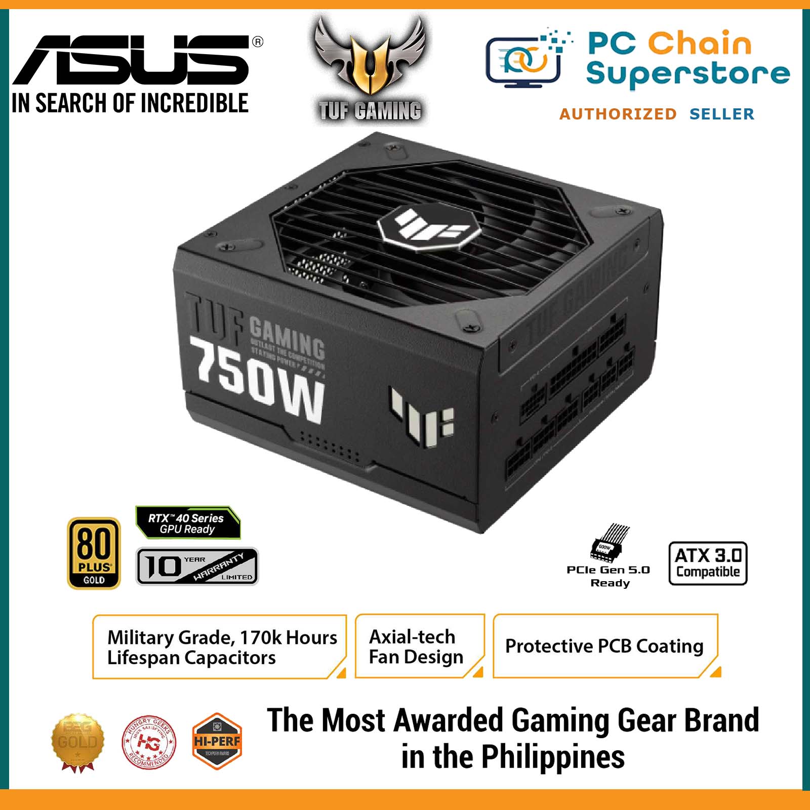 ASUS TUF Gaming 850W Gold (850 Watt, ATX 3.0 Compatible, Fully Modular  Power Supply, 80+ Gold, Military-grade Components, Dual Ball Bearing