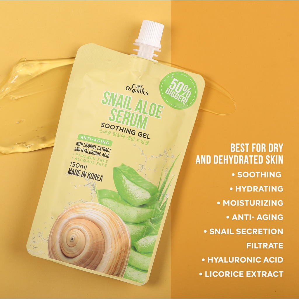 Ever organics snail aloe serum soothing gel Soothing Gel For All Skin Types  - Lazada | Lazada PH