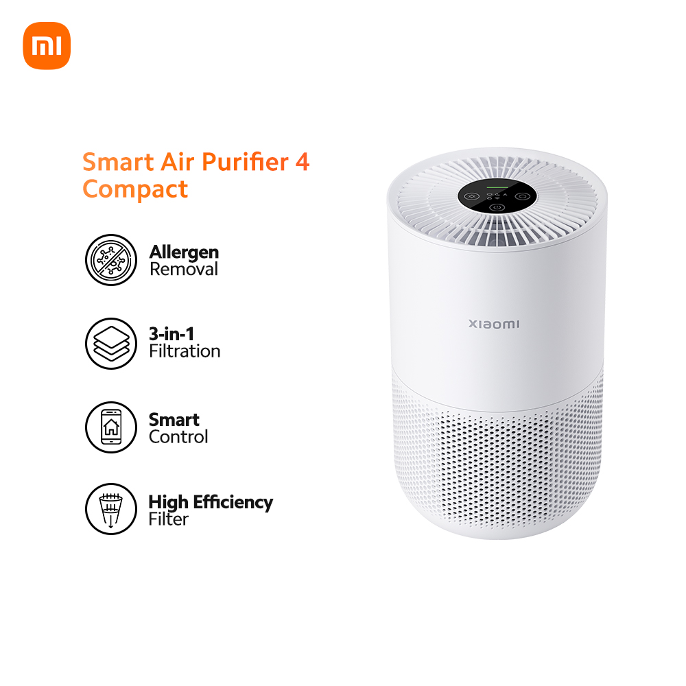 Xiaomi Smart Air Purifier 4 Compact - (16-27m² Effective Room Area) Voice Control & App Control