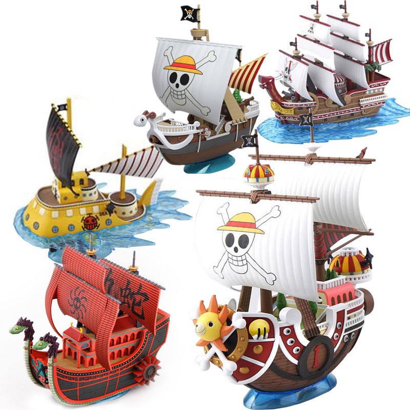 Ang mainit na benta ❀One Piece Ship Going Merry,Thousand Sunny, Marine Red  Force Law Chibi and Model Kit Collectible Item♜