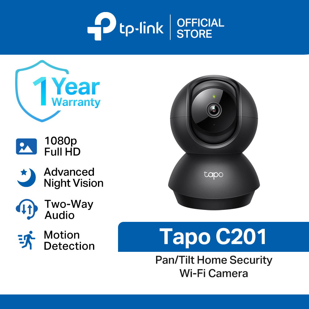 TP-Link Official Store / Tapo C201 / 1080p Full HD WiFi IP Security Cctv Sale Camera Connect to Cellphone with Mic and Speaker Pan/Tilt