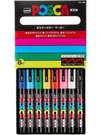 Uni Posca Markers Set of 8 colors  PC5M8C, PC8K8C