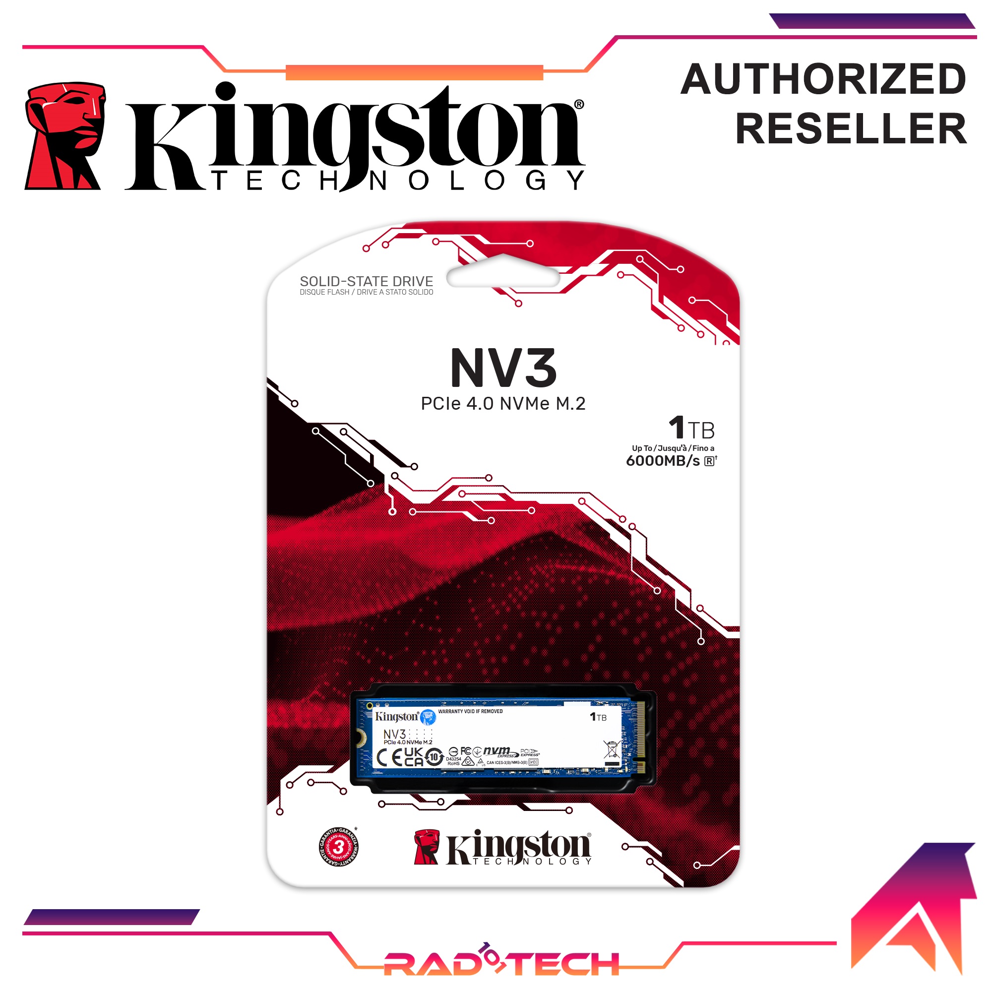Kingston 1tb Gen4 Nvme Pcie Ssd Kingston 1TB NV2 PCIe NVMe Gen SSD - Main Image