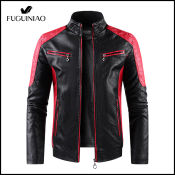 Fuguiniao Men's Racing Leather Winter Jacket, High Quality Fashion