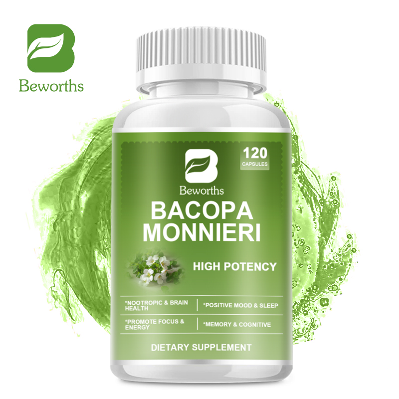 BEWORTHS Viên nang Bacopa Monnieri với Ginkgo Lion's Mane cho Nootropic & Sức khỏe não bộ Trí nhớ & Tâm trạng & giấc ngủ tích cực nhận thức Thúc đẩy sự tập trung và năng lượng