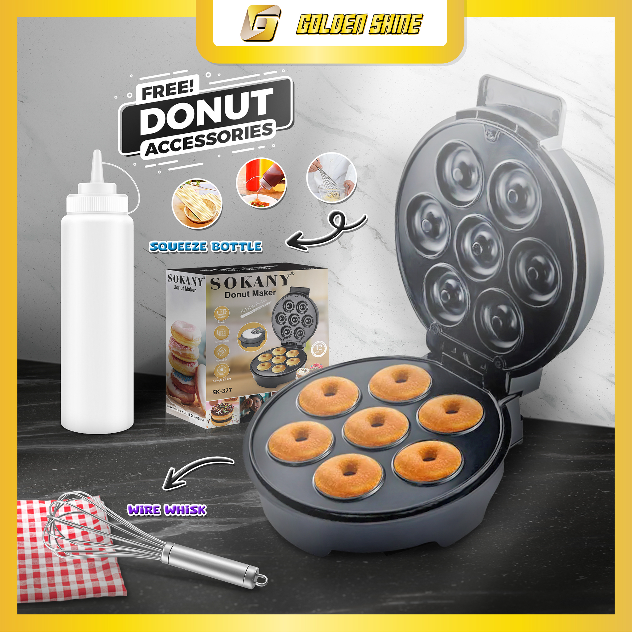 Mini Doughnut Maker Cake Donut Machine 7 Electric Donut Double-sided  Heating | eBay