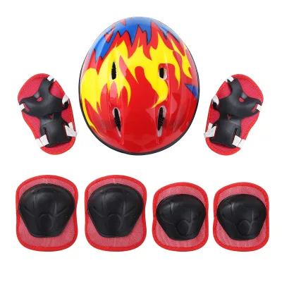 Kids Protective Gear Outfit 7pcs/set Adjustable Helmet Knee Wrist Guard Elbow Pad Set for Skateboard Roller Cycling Cosplay Party Tools (2)