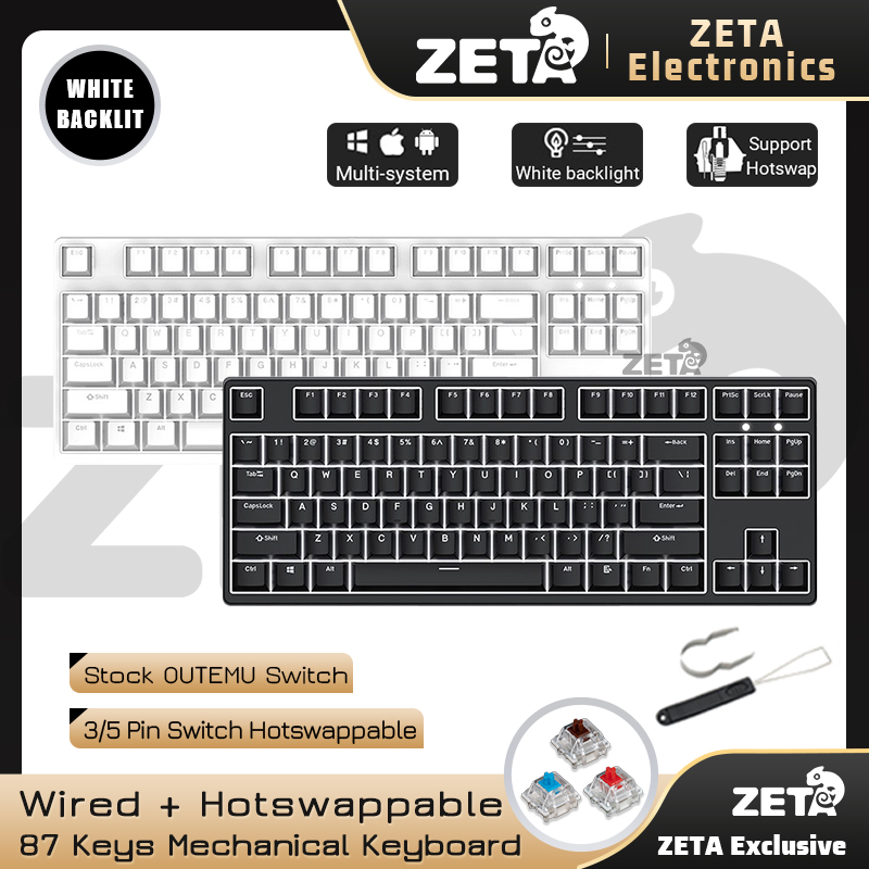 ZETA 87 Mechanical Keyboard with LED Backlight and Swappable Keys