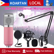 BM-800 Pink Condenser Microphone Set with Live Sound Card