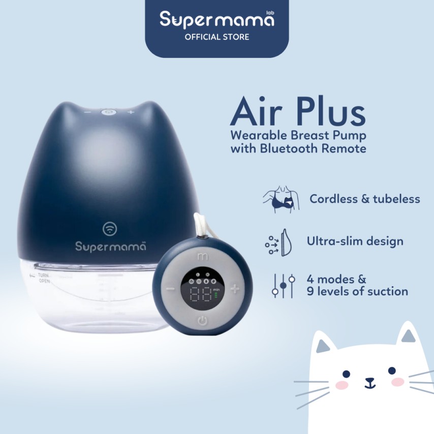 Supermama Lab Air Plus | Wearable Handsfree Electric Breast Pump w/ Remote | Office-friendly & Convenient