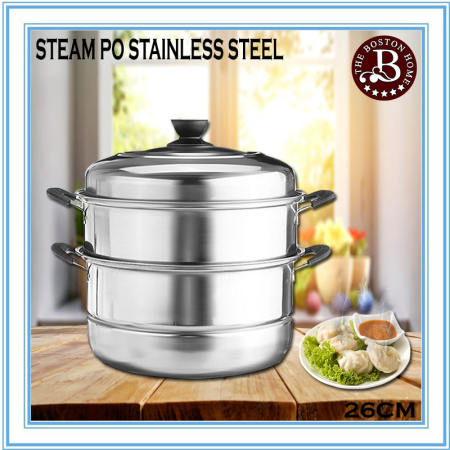 Boston Home Stainless Steel Multi-functional 3 Layers Steamer Cookware 28CM / 26CM