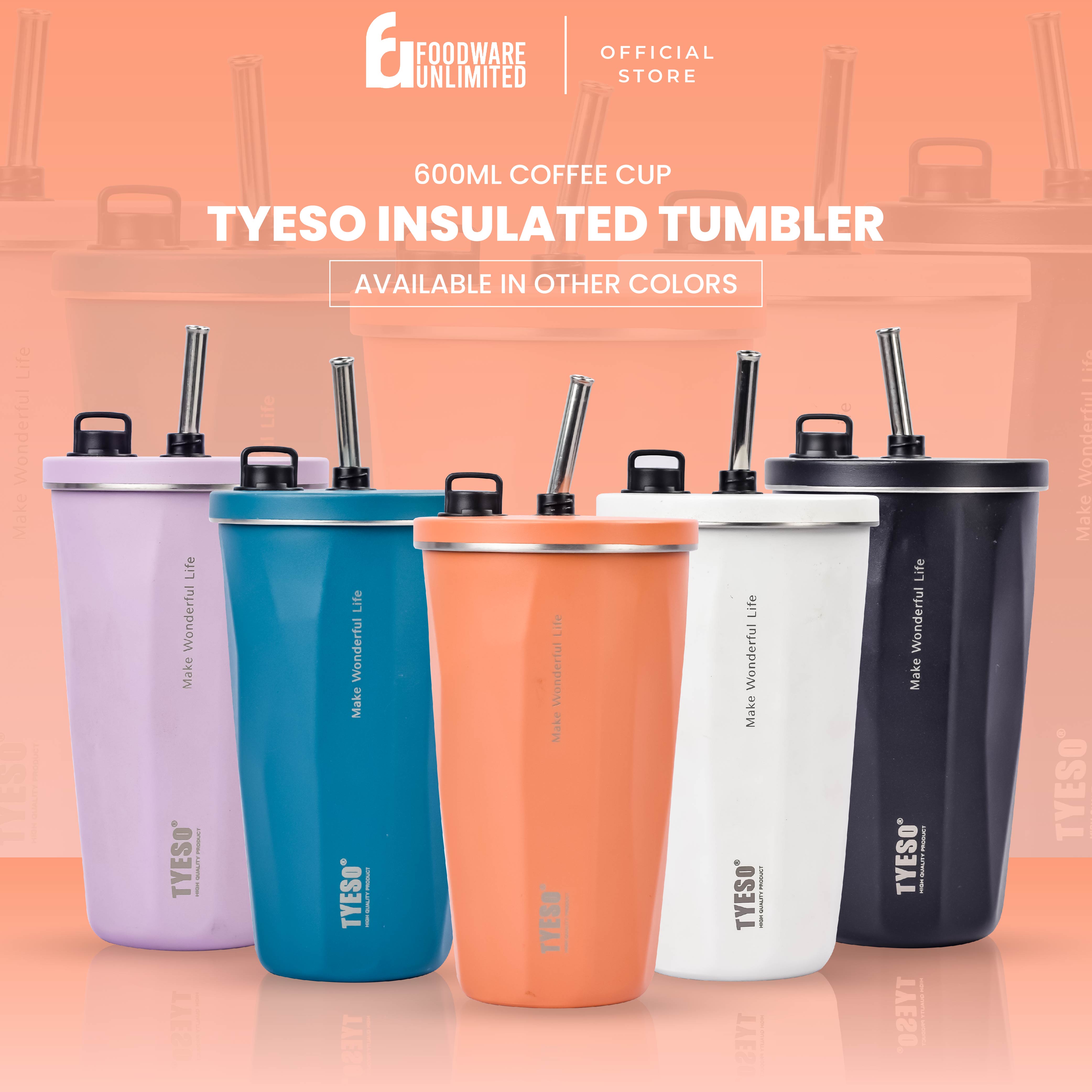 Tyeso Stainless Steel Insulated Tumbler with Straw - 600ML