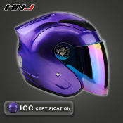 HNJ Tinted Half Face Motorcycle Helmet with Single Visor