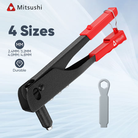 Mitsushi Heavy Duty Rivet Gun with 4 Nozzles, Easy Use