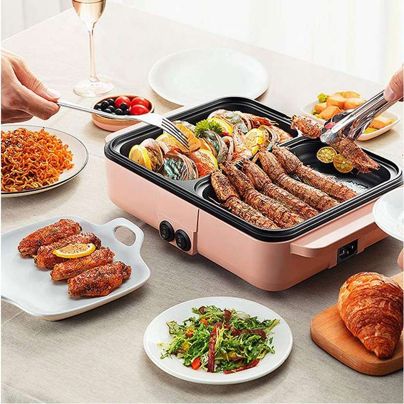 JYL Multifunctional Electric Hot Pot BBQ Grill Non-Stick Pan