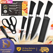 6 Pieces Black Scissor Kitchen Knife Set Chef Knives Stainless Steel