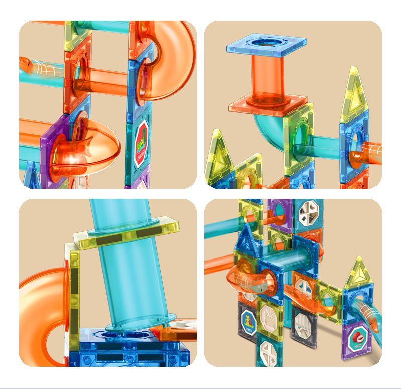 Ready Stock】98pcs Marble Run Magnetic Tiles, Large 3D Magnet