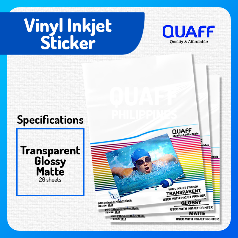 20sheets A4 Inkjet Clear Vinyl Sticker Paper Transparent Sticker