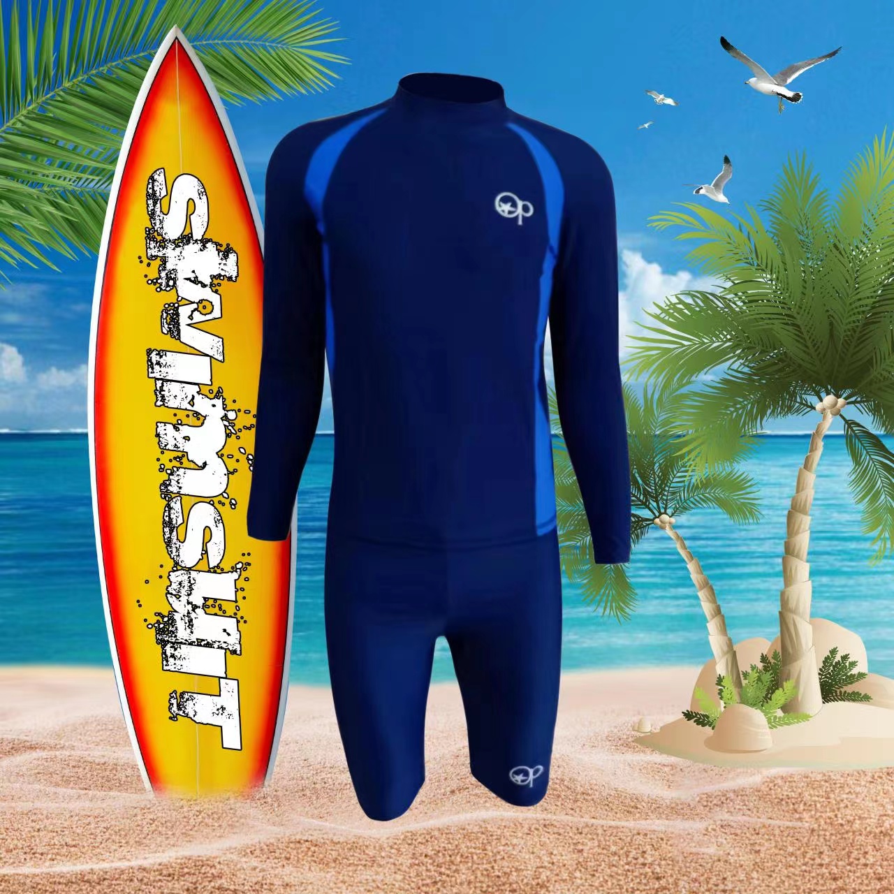 High Quality Fashionable OP RashGuard complete set w/ Pants for Men501 - Image 2