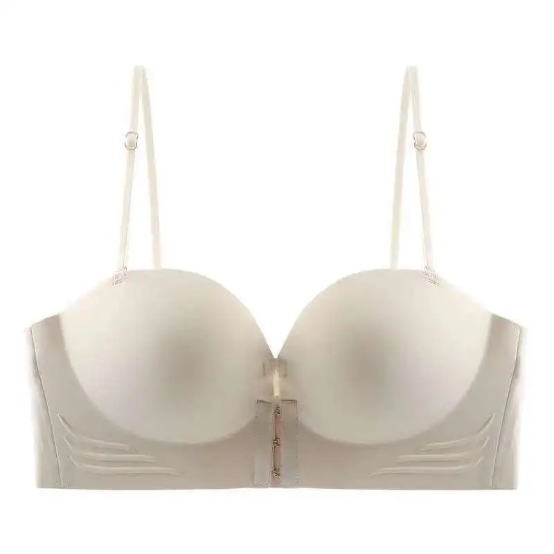 Motovita Women's Small Chest Underwear Push-up Front Buckle Bras Sexy Breathable Gathered Breast Removable Straps Tops - Image 3