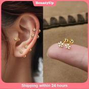 925 Silver Flower Ear Bone Stud Earrings by Simple Twist