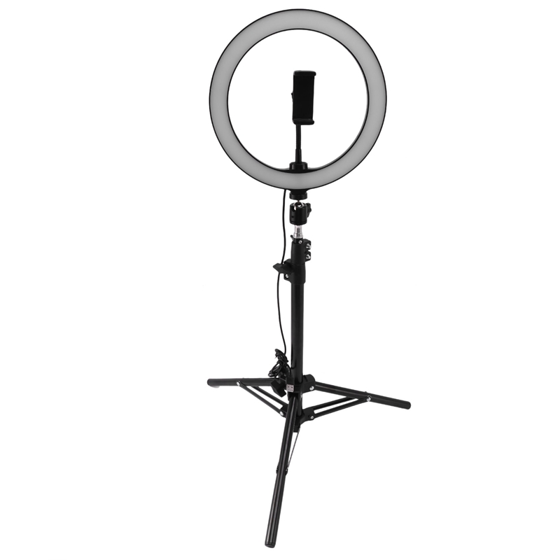 26cm 10 Inch LED Ring Light 3 Colors 10 Levels Dimmable 3200-5600K Color Temperature with Tripods Phone and Tablet Holders for Live Stream Makeup Portrait YouTube Video Lighting 5