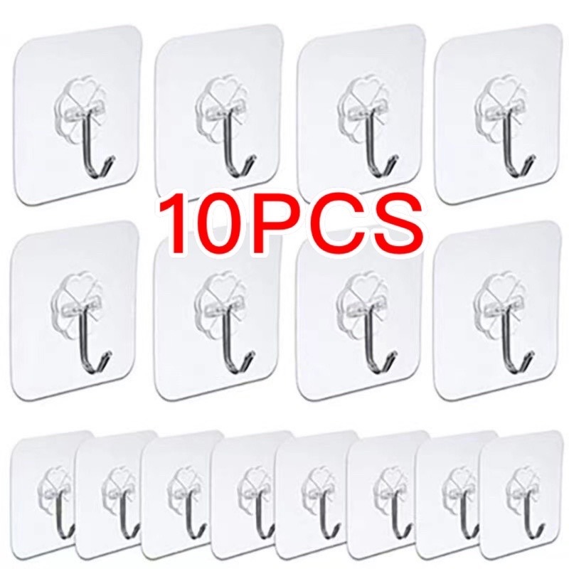 10Pack Heavy Duty Non-Slip Adhesive Wall Hooks