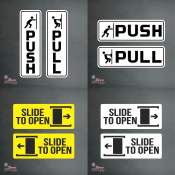 Push Pull, Slide To Open Sign Sticker Decotherapy