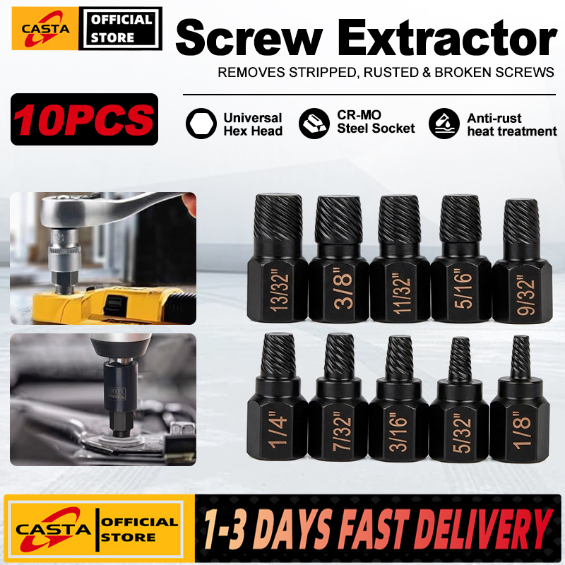 10Pcs Screw Extractor Kit Alloy Steel Damaged Screw Remover Metal Easy Out Drill Bits Broken Bolt Stud Remover Screw Extractor